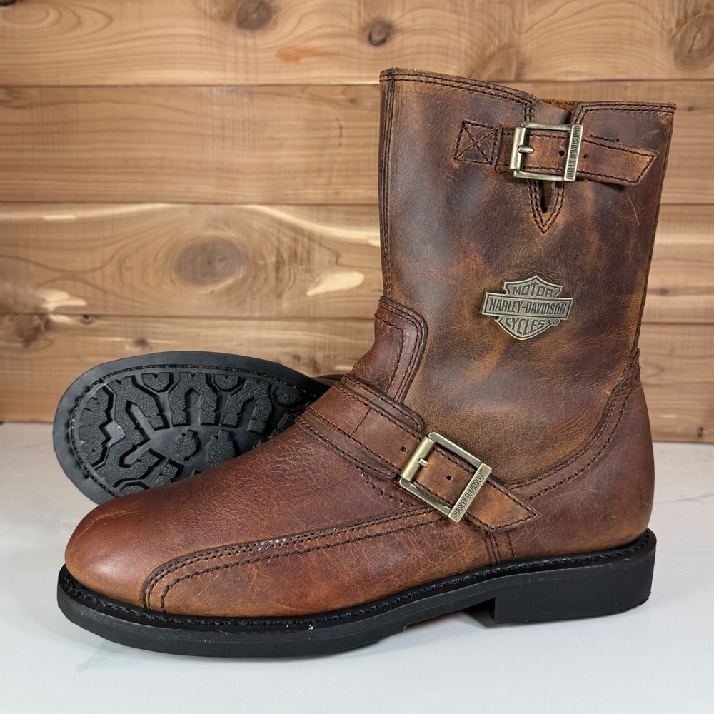Harley Davidson 95267 Harness Engineer Motorcycle Boots Brown Leather Men's 9